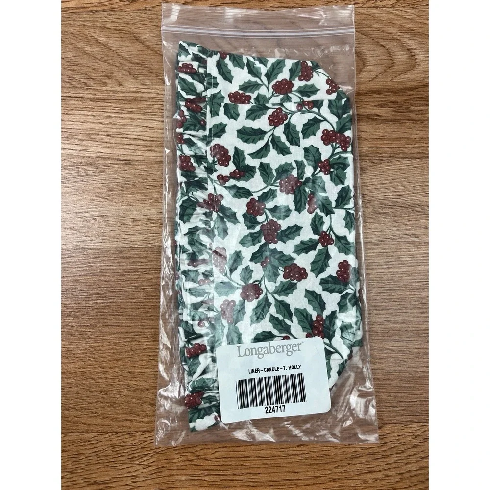 Longaberger Fabric Liner for Candle Basket in Traditional Holly‎ 224717 NEW